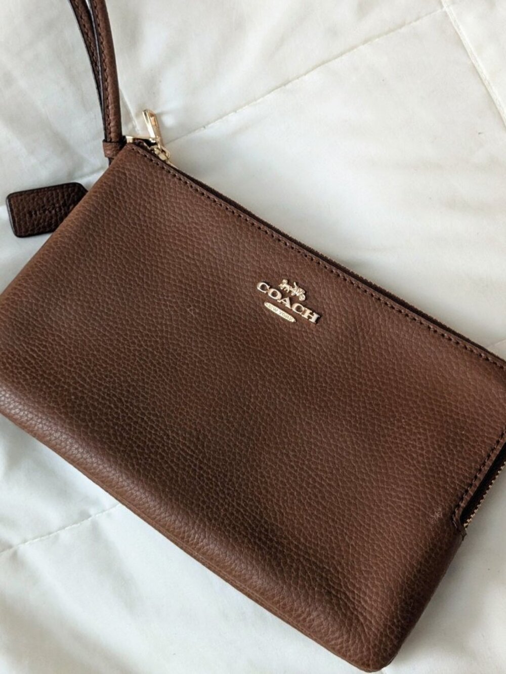 Coach Madison Double Corner Zip Wallet Wristlet in Saddle Brown 2 Style F87587 - Picture 2 of 8